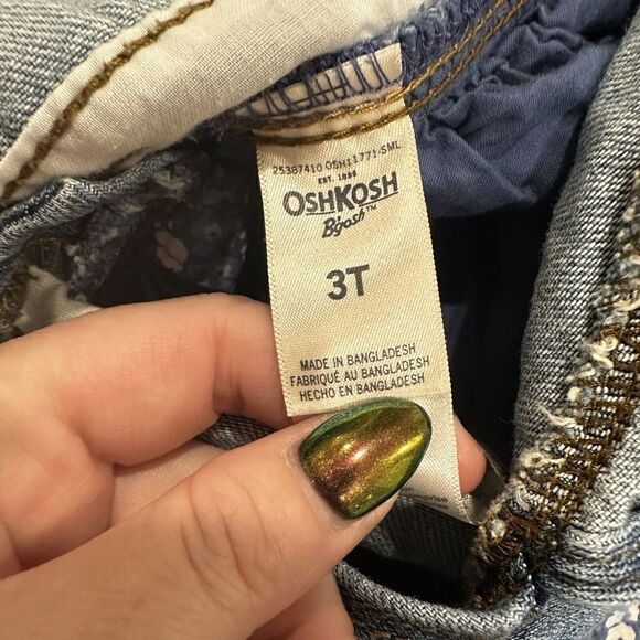 Oshkosh Denim Floral Dress 3T Jumper Vestbak Overalls Prairie Cottagecore - Picture 4 of 6